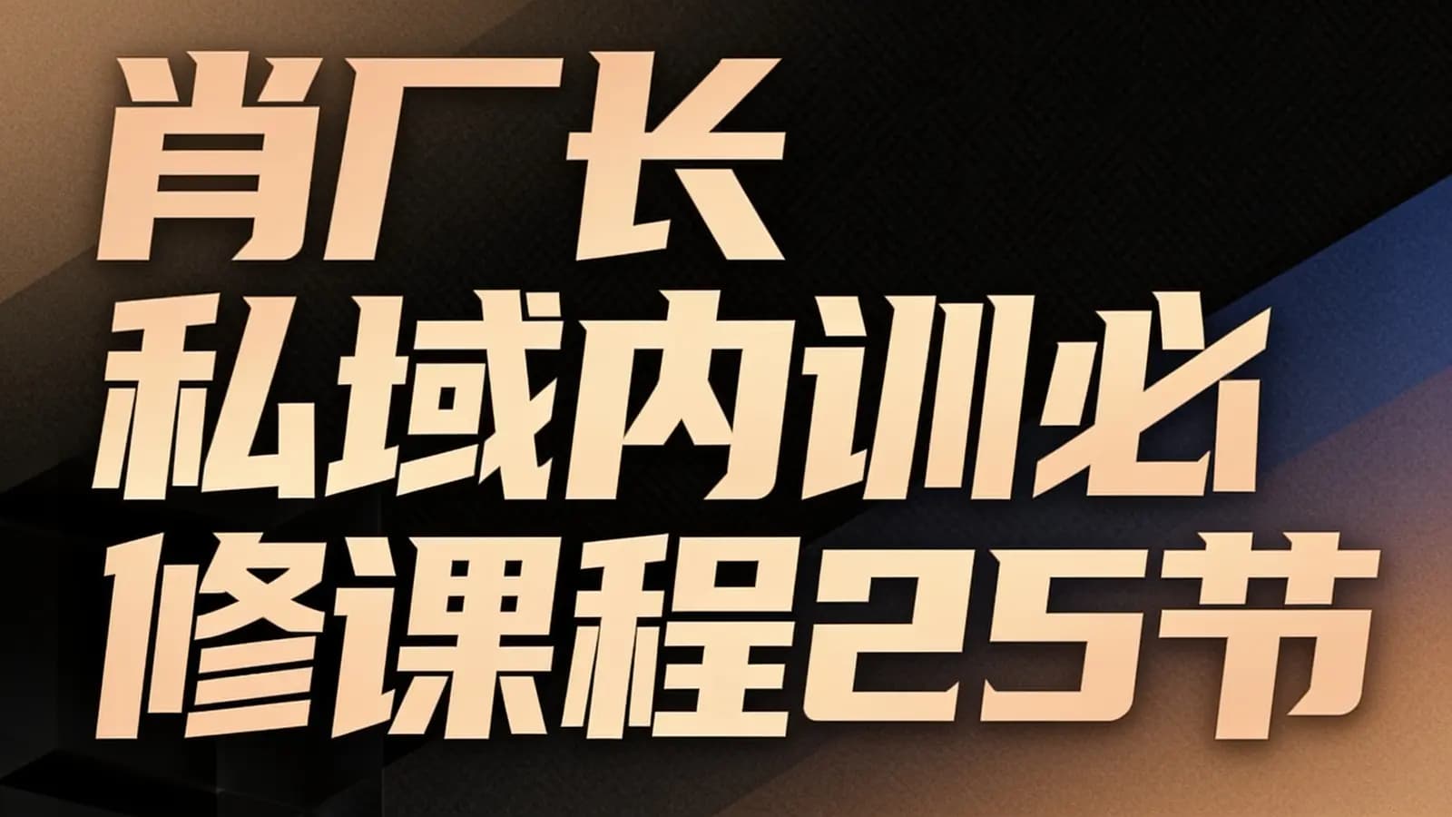 肖厂长私域内训必修课程25节