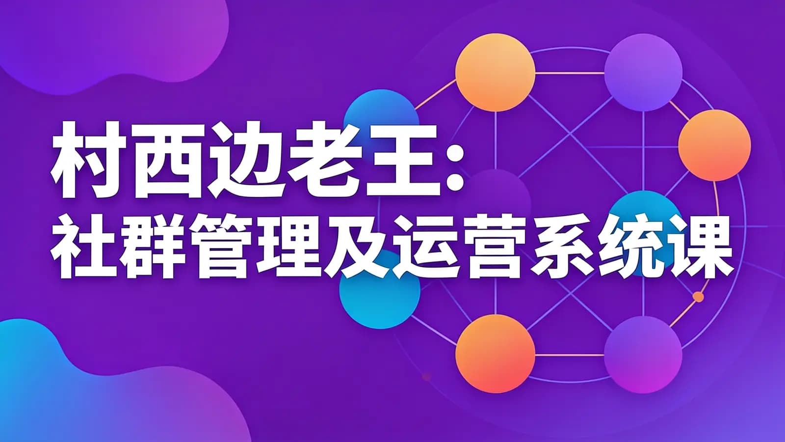 村西边老王:社群管理及运营系统课