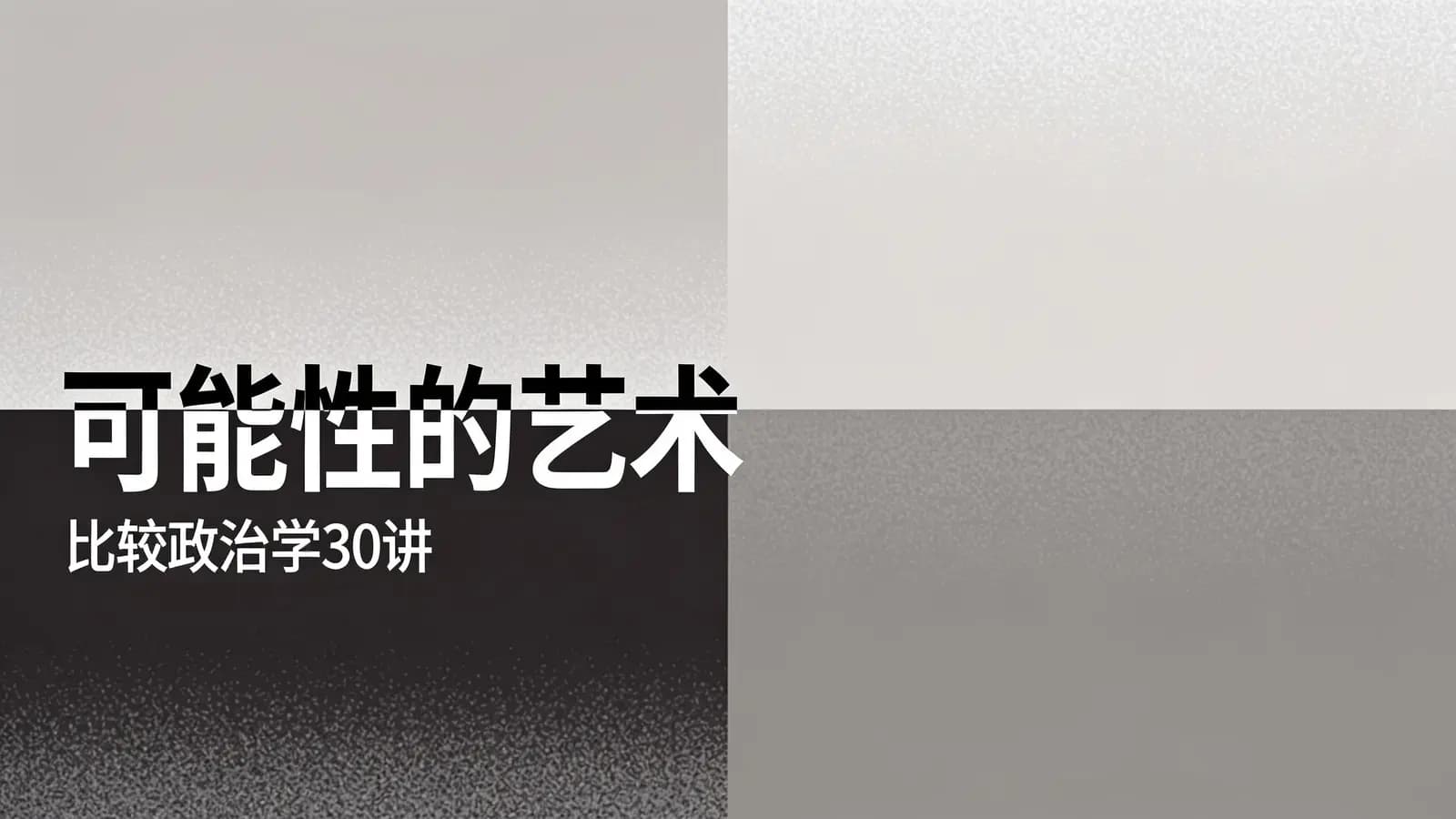 可能性的艺术：比较政治学30讲