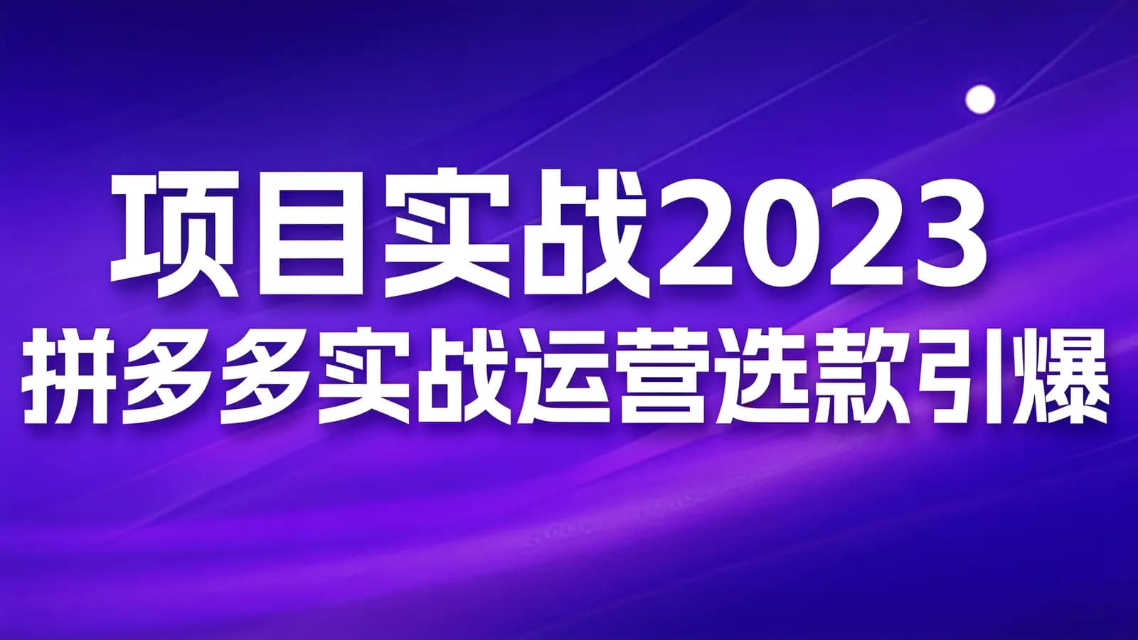 项目实战2023拼多多实战运营选款引爆