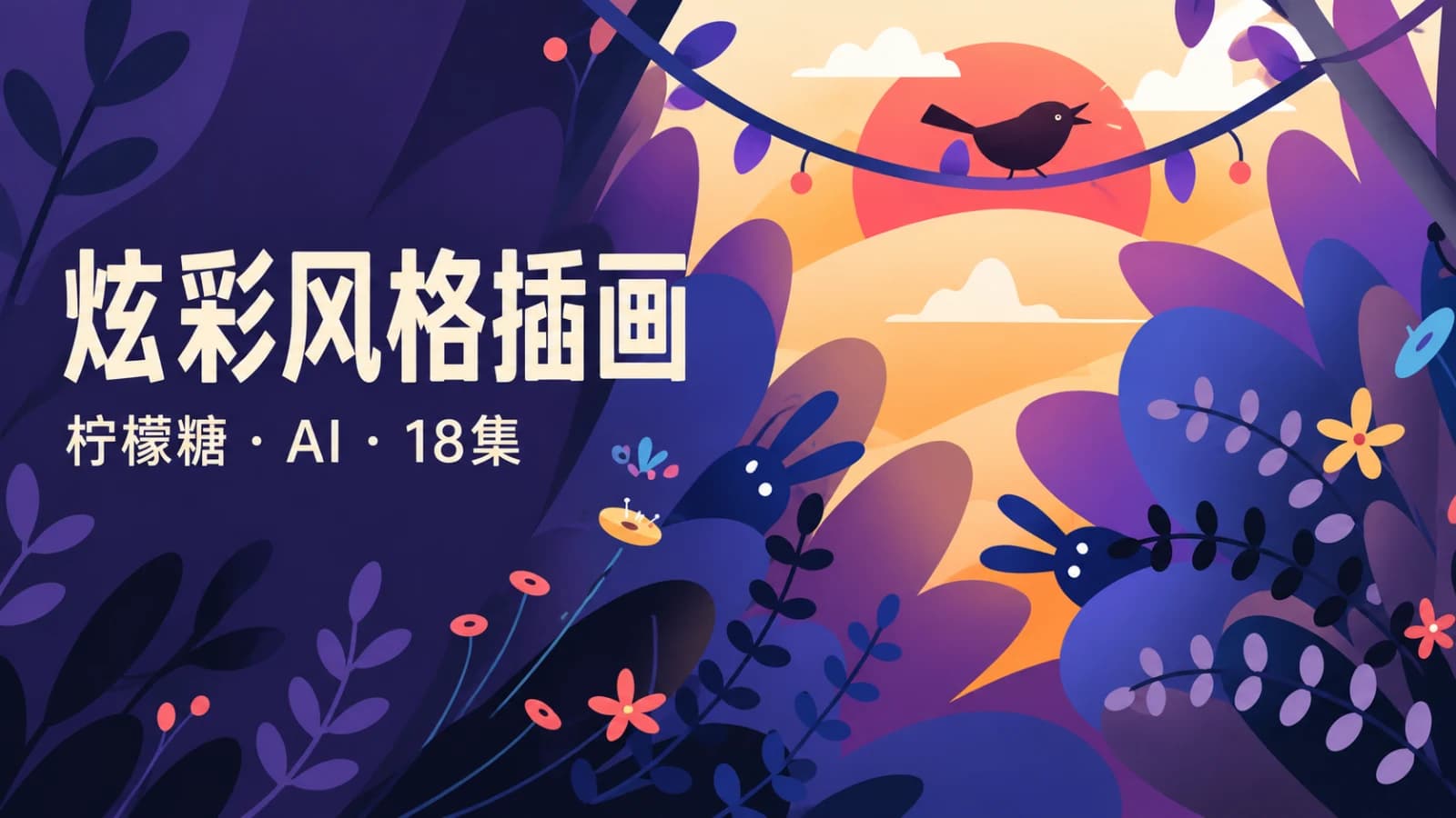 网络整理高高手 - 柠檬糖-AI-炫彩科技风格插画18集教程