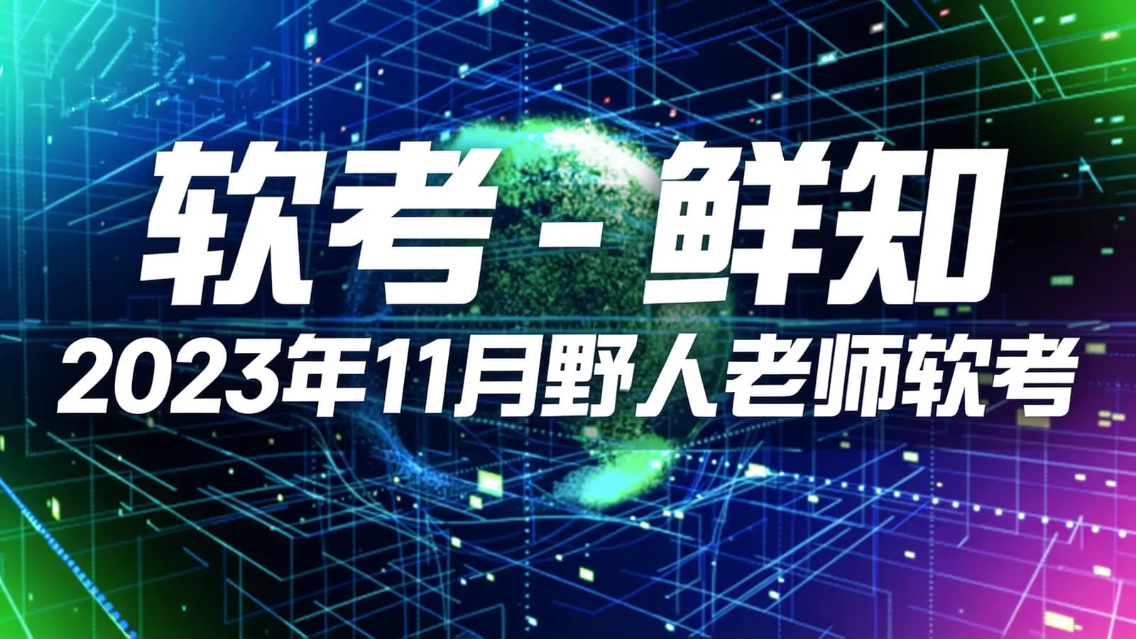 软考 - 鲜知 2023年11月野人老师软考高级信息系统项目管理师