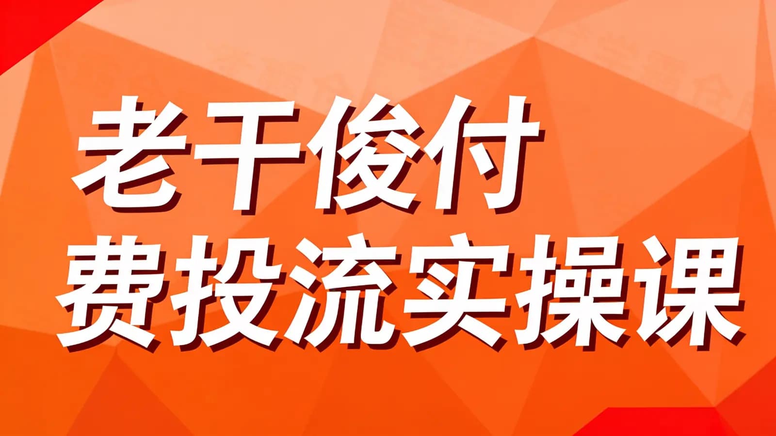 老干俊付费投流实操课
