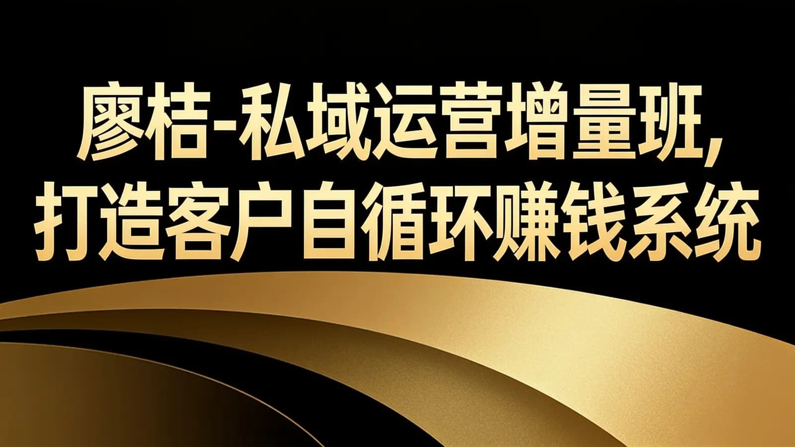 廖桔-私域运营增量班,打造客户自循环赚钱系统