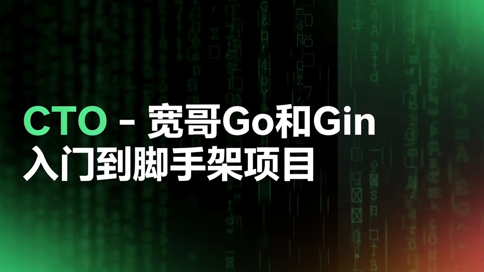 CTO - 宽哥【云原生开发】Go和Gin入门到脚手架项目实战